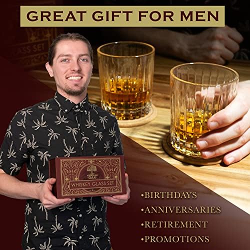 Kristalni Set čaša za viski sa 2 podmetača-naočare za alkoholne kamenje, pokloni za muškarce, naočare za burbon, pribor za Whisky