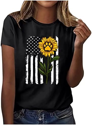 Majice sa američkom zastavom za žene, ženska 4. jula SAD Patriotska košulja ljetna Casual kratka rukava majica Tops bluza