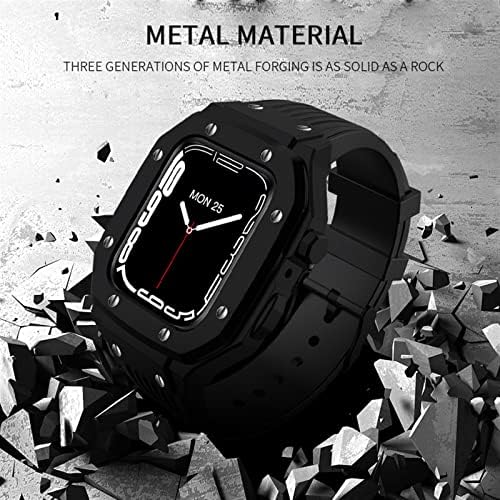 Vevel Legura za satove za Apple Watch serija 8 7 6 5 4 SE 45mm 42mm 44mm Luksuzni metalni gumeni od nehrđajućeg čelika Modifikacija