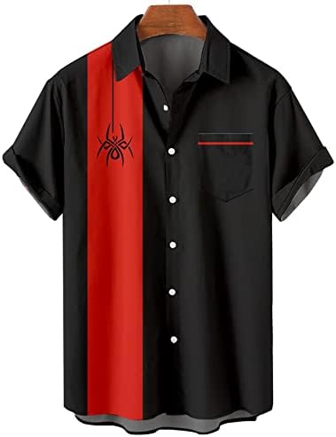 CURBODO košulje za kuglanje za muškarce Retro kratki rukav sa dugmetom Down Shirt Havajska Casual štampana košulja na plaži
