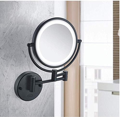 KMMK specijalno ogledalo za šminkanje, 8-inčna Led svjetla zidna ogledala za šminkanje koja povećavaju dvostrano kupatilo za brijanje Kozmetičko ogledalo ljudsko tijelo senzor prekidača zidna ogledala,214B