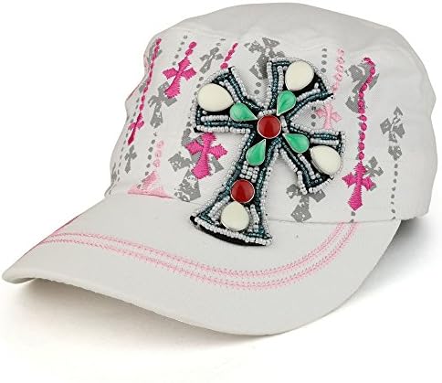 Trendy prodavnica odjeće Fancy draguljima krst Vezeni i štampani stan Top stil vojske kapa