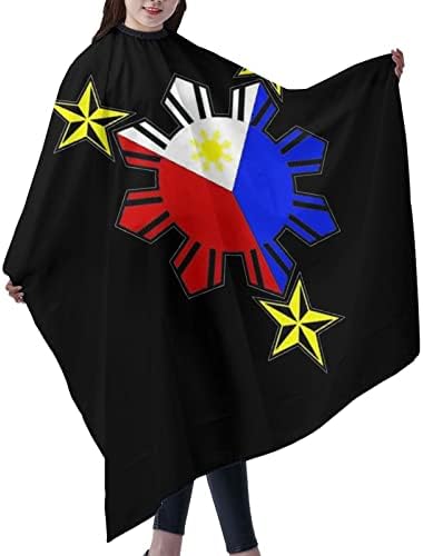 Filipinske zastava zvijezde frizura za pregača salon za rezanje kose 55 x 66 inča, vodootporna podesiva ogrtač za haljinu haljine