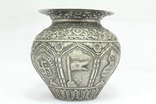 Rajasthan Gems antikni ručno izrađeni srebrni urn ur ugravirani jainizam simbol ukrasni