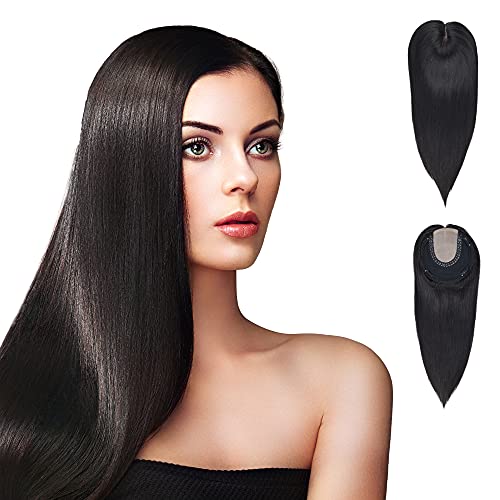 Briiwii Hair Toppers za žene Hair Pieces 16 Silk base top 6x6.5 with Wefted back real European Remy Human Hair for Women With Hair Loss stanjivanje kose siva kosa slobodni dio ruke vezan