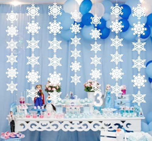 jollylife 12kom Snowflake Garland zimska zabava Wonderland rođendanski ukrasi - Božićni Snow Flake streamers Strings Hanging Decor