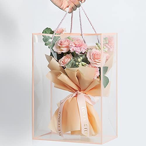 BBJ omota korejski čist cvjetna torba za buket sa ručkama vodootporna prozirna torba za cvjetno poklon pakovanje za cvjećare, 9,7x6x14 inčni - 5 tačaka