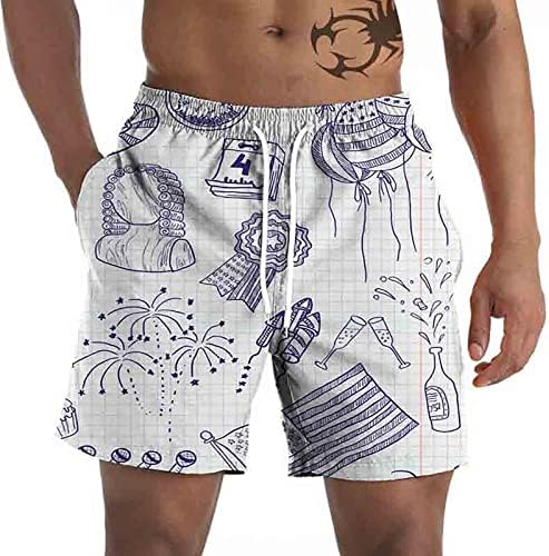 Muška ploča Skraćenice Summer Casual Laghweight USA Zastava za ispis Shorts Neovisnosti Dan Smiješne vježbe Kratke hlače na plaži