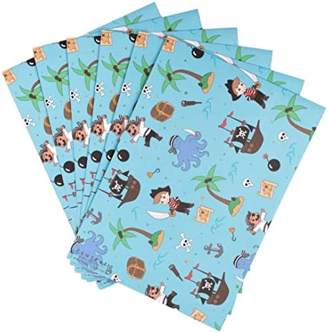 CENTRAL 23-gusarski omot za poklone - 6 listova hladnog papira za umotavanje za djecu - Pirates Treasure Ship Island-za dječake djevojčice-sin