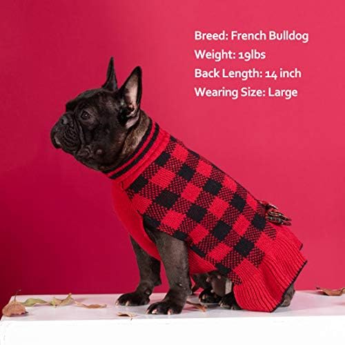 Kyeese Bang Božićne džemper haljina s poklopcem kariranim psećim džemper za pse za male pse sa rupom za povodac