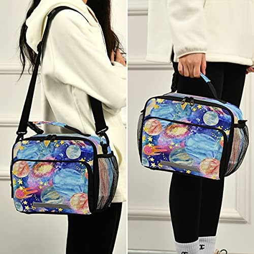 Mnsruu Studentska torba za ručak Galaxy Moon Constellations Sun Starry izolovana torba za ručak piknik kutija za ručak sa podesivom