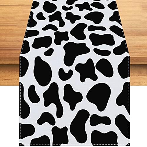 RVSticty posteljina krava za tisak trkač ružičaste i bijele kravlje kravlje stolnjak barnyard rođendanske zabave i potrepštine za kućnu kuhinju stol-13 × 72 ''