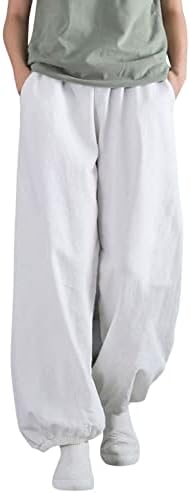 Miashui plus Size Casual pantalone Set za žene ženske džepne elastične prozračne pantalone labave pantalone od somota sa ravnim nogama