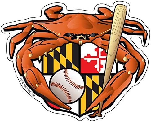 Bejzbol rakova Maryland Oriole Crab Maryland Crest 5x4 inča naljepnica naljepnica naljepnica Die Cut Vinyl - izrađen u SAD-u