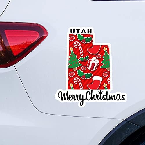 Utah Početna stranica Božićne naljepnice Merrry Christmas Utah Karta Car Decal Božićni ukras Prozor naljepnica Vinil Decal Die Cut