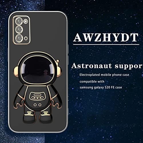 Slučaj AWZHYDT Galaxy S20 FE za postolje za astronaut, dizajniran za 6D elektropisano Galaxy S20 FE 4G / 5G Telefonska futrola, Meka TPU zaštitni udarni udarni fleksibilan Samsung Galaxy S20 Fe Case 6,5 inča, crna