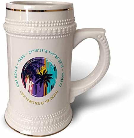 3Droze američke plaže - plaža Ewa, Oahu, Havaji, ljetna porodica. - 22oz Stein šolja