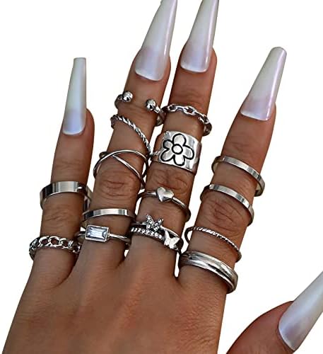 Rose prsten 15kom žene Bohemian Gem Crystal zajednički čvor prsten Setovi za tinejdžere Party Fesvital nakit