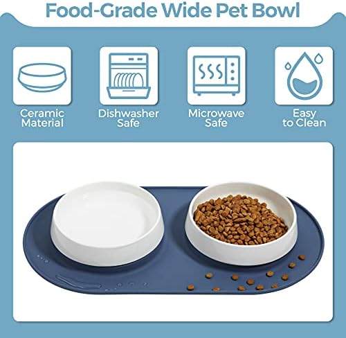 MSBC keramička posuda za pse Set sa silikonskom prostirkom koja se ne proklizava, Zdjela za hranjenje pasa sa širokim ustima, hranilica