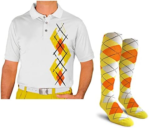 Grafikon za sušenje kratkih rukava Golf polo majica s čarapama za muškarce, Argyle Paradise