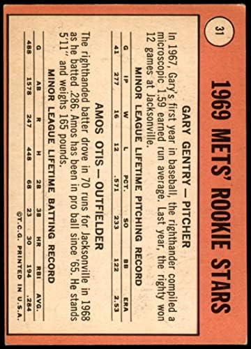 1969 TOPPS 31 Mets Rookies Amos Otis / Gary Gentry New York Mets VG / ex Mets