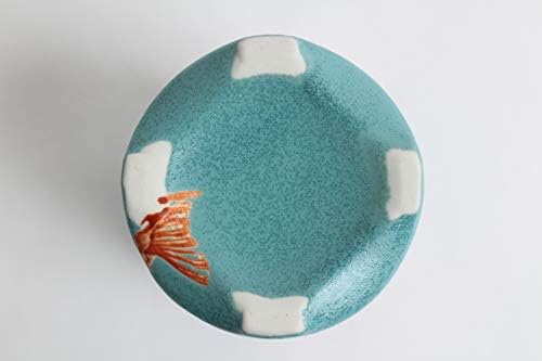 Mino Ware Japanska keramika Suši Yunomi Chawan Čaj Veliki crveni morski nosač na teal plavoj boji u Japanu Yay046