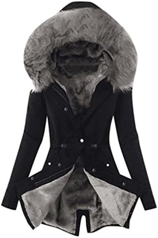 Minge Park Zima preveliki klasični kaput žene dugih rukava mekani čvrsti gumb kaput obložen Comfy jakna s kapuljačom