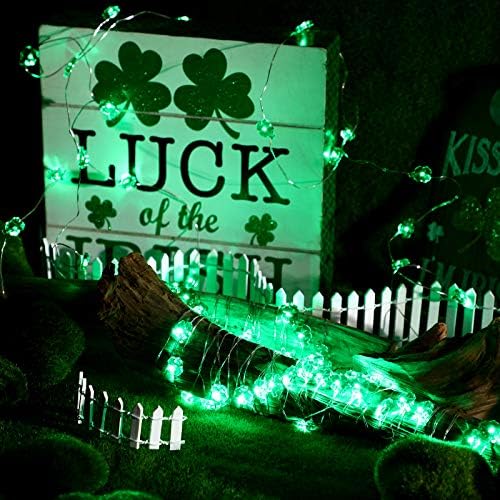 2 komada 10 stopa 30 Led zelena svjetla za Dan Svetog Patrika na baterije Shamrock Light irsko svjetlo žice Lucky Clover žičana svjetla