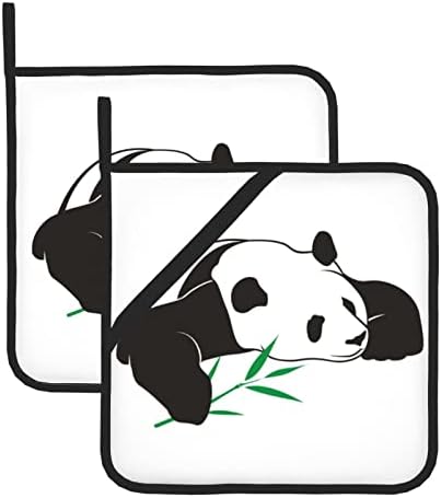 Slatki panda držači lonaca set od 2 ï¼8 x 8 inčni ‰ otporan na toplinu bez klizanja za kuhinju kuhanje pečenje mikrovalno pere