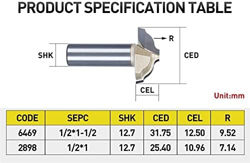 CRVEAP 1pc Tungsten Carbide Graving Graving Endmill Chisel ormar za rezanje ivica 1/2 SHANK TRIMMER usmjerivača za drvo