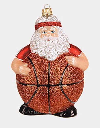 Košarkaška Lopta Tijelo Santa Claus Poljski Staklo Božićno Drvo Ornament Sports