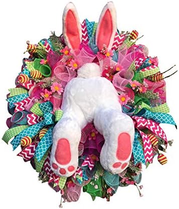 Kawaii Bunny, veliki vijenac Window Garland Rabbit uši poinsettia cvijeće umjetni trijem dijelovi vijenac za zidni dekor