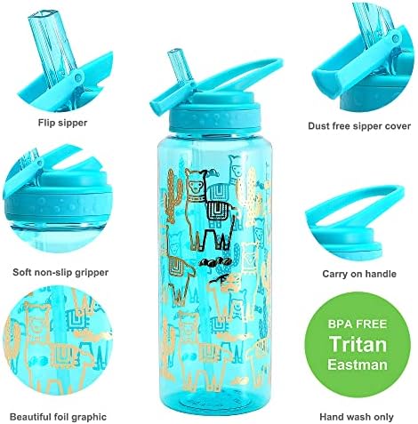 Glitter Vodena boca za žene Djevojke, BPA Besplatni TRITAN i propuštanje bez curenja Flip slama i lako čist, 30oz / 900ml