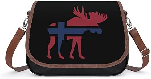 MOOSE ELK Norveška zastava kože kože srednje rame Handg modne casual križne torbe sa remenom