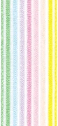 Offray 380628 oz Sheer Stripe traka, 1-1 / 2-inčni širok od 15-dvorišnih kalema, pastel