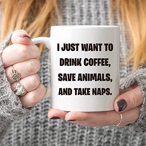 5aup Božićni pokloni smiješna šolja za kafu za ljubitelje životinjskih kućnih ljubimaca, samo želim da popijem kafu, spasim životinje
