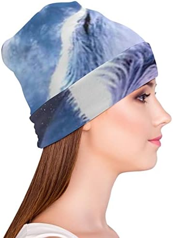 Baikutouan puni mjesec zavijajući vuk otisak Beanie šešire za muškarce žene sa dizajnom lobanjih kapa
