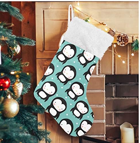 Alaza Božićne čarape Crtani božićni lijepi simpatični crni bijeli pingvin klasik personalizirani veliki čarapa ukrasi za obiteljski