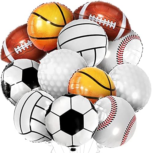 Velikih 12 komada, Mylar sportski baloni-18 inča / sportske tematske potrepštine za rođendanske zabave | nogometni bejzbol golf nogometni