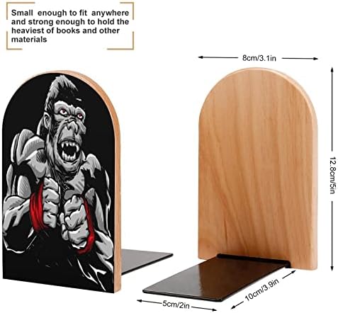 Fighter Gorilla štampana drvena knjiga završava Neklizajući dekor Bookend mali za uredski dom 1 par