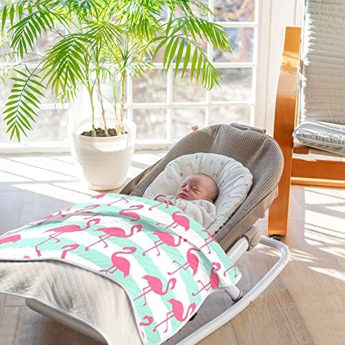 Bešavi uzorak pokrivača sa pamukom Flamingo pamučnom pokrivačem za dojenčad, primanje pokrivača, lagane meke prekrivače za krevetić