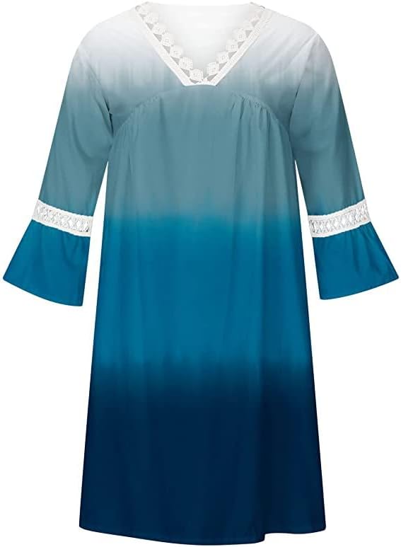 Ljetne haljine ženske ljetne haljine za 2022 Etno stil haljine Lace Trim V polu Casual haljine za žene do koljena