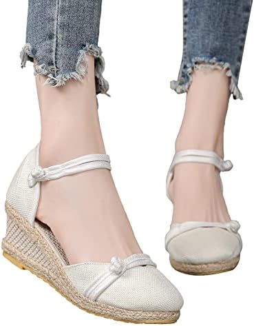Sandale za žene za žene Dressy, ženska peta platforma Espadrille Wedge sandale, mekani čipkani up zatvorene ljetne cipele