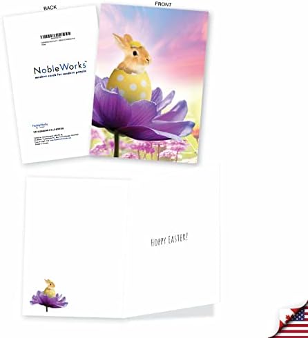 NobleWorks - paket asortimana od 3 smiješne Uskršnje čestitke sa kovertama - Flower Power Rabbits VC10394EAG-C1x3