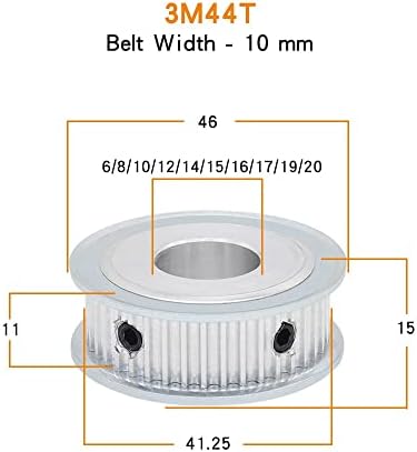 AXWERB Professional 2pcs 3m-44T remenice za zupčasti remen, provrt 6/8/10/12/14/15/16/17/19mm aluminijumske felne za širinu 10/15mm