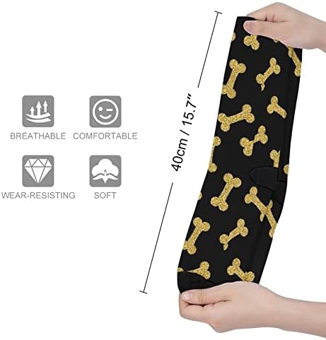 WEEDKEYCAT Zlatni pas kosti Crew čarape novost Funny Print grafički Casual umjerena Debljina za proljeće jesen & zima
