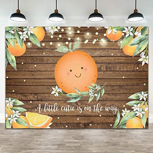 7 × 5FT Cutie Baby tuš u mandarini Backdrop rustikalna drvena narančala Narančasta je na način na koji se nalaze zabavni ukrasi za