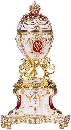 Danila-suveniri Faberge Style Royal dansh Jewel kutija sa lavovima 5,2 '' Crvena