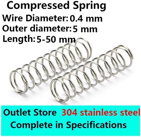 Kompresioni opruge pogodni su za većinu popravke i 304 proljetna žica od nehrđajućeg čelika promjera 0,4 mm, vanjski promjer 5mm tlačna opruga za pohranu