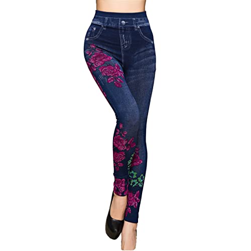 Ženske lažne traper štampane helanke Plus veličine Jean Yoga pantalone visokog struka bešavne rastezljive farmerke pune dužine